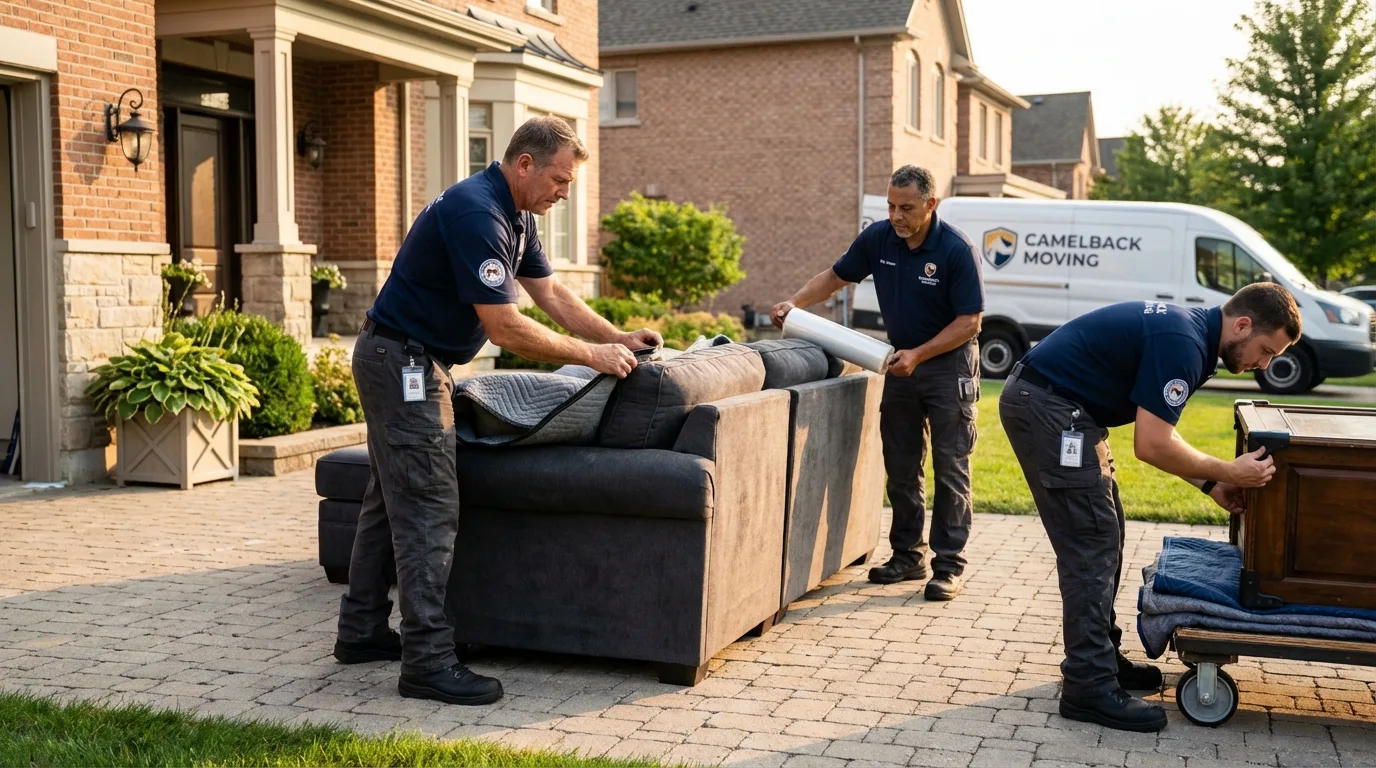 Large estate moving crew wrapping furniture in Campo, CA