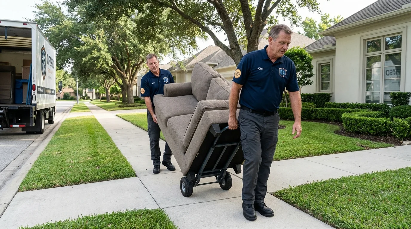 Local residential moving crew loading furniture in Campo, CA
